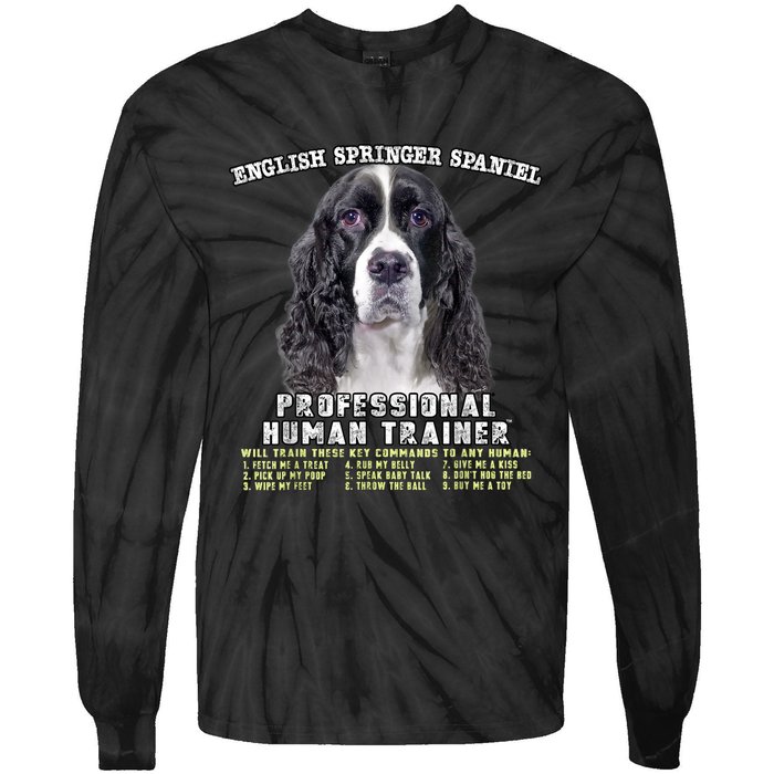 English Springer Spaniel Black Professional Human Trainer Tie-Dye Long Sleeve Shirt