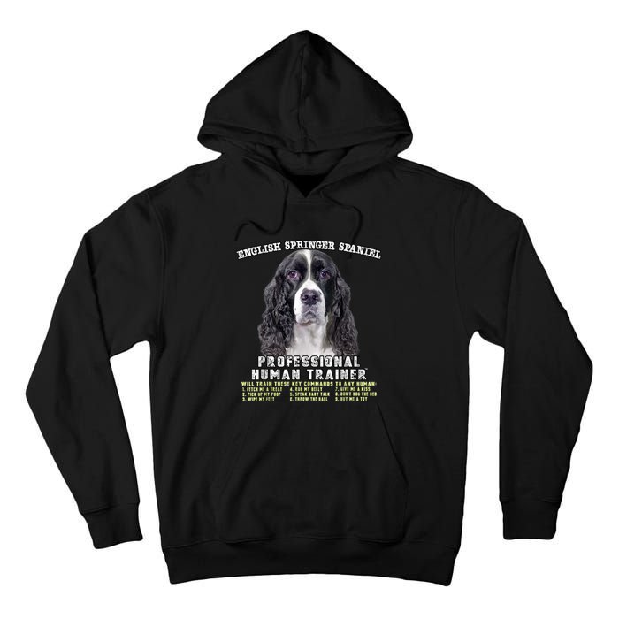 English Springer Spaniel Black Professional Human Trainer Tall Hoodie