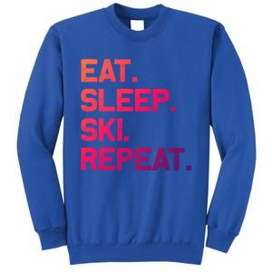 Eat Sleep Ski Repeagift Funny Skiing Gift Tall Sweatshirt