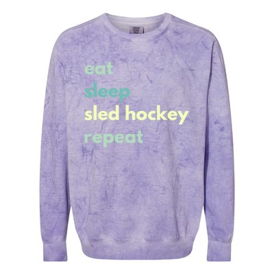 Eat Sleep Sled Hockey Repeat Cool Gift Colorblast Crewneck Sweatshirt