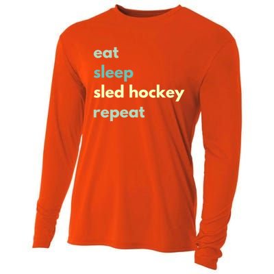 Eat Sleep Sled Hockey Repeat Cool Gift Cooling Performance Long Sleeve Crew