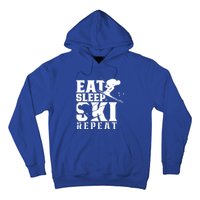 Eat Sleep Ski Repeat Skier Sayings Skiing Slopes Gift Hoodie