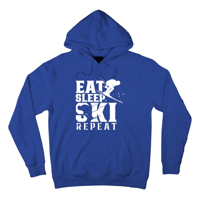 Eat Sleep Ski Repeat Skier Sayings Skiing Slopes Gift Hoodie