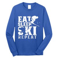 Eat Sleep Ski Repeat Skier Sayings Skiing Slopes Gift Long Sleeve Shirt