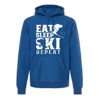 Eat Sleep Ski Repeat Skier Sayings Skiing Slopes Gift Premium Hoodie