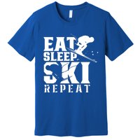 Eat Sleep Ski Repeat Skier Sayings Skiing Slopes Gift Premium T-Shirt