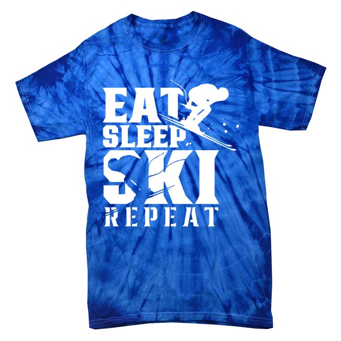 Eat Sleep Ski Repeat Skier Sayings Skiing Slopes Gift Tie-Dye T-Shirt