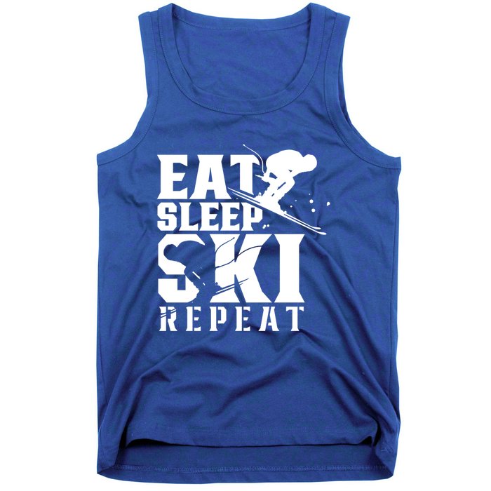 Eat Sleep Ski Repeat Skier Sayings Skiing Slopes Gift Tank Top