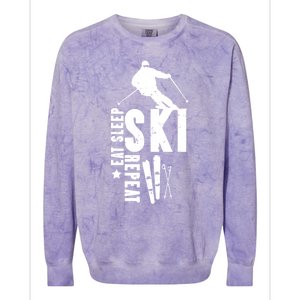 Eat Sleep Ski Repeat Skier Alpine Skiing Winter Gift Colorblast Crewneck Sweatshirt