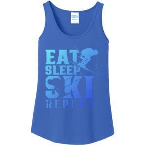 Eat Sleep Ski Repeat Skier Sayings Skiing Slopes Gift Ladies Essential Tank