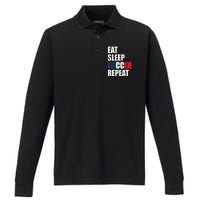 Eat Sleep Soccer Repeat Cool Soccer France Lover Player Performance Long Sleeve Polo