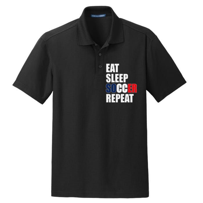 Eat Sleep Soccer Repeat Cool Soccer France Lover Player Dry Zone Grid Polo