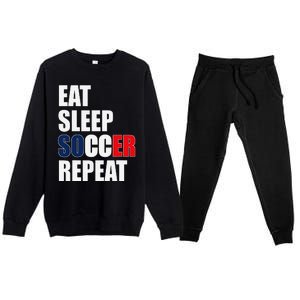 Eat Sleep Soccer Repeat Cool Soccer France Lover Player Premium Crewneck Sweatsuit Set