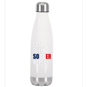 Eat Sleep Soccer Repeat Cool Soccer France Lover Player Stainless Steel Insulated Water Bottle