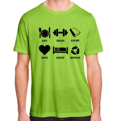 Eat Sleep Study Love Sleep Repeat Great Gift Motivational Gym Meaningful Gift Adult ChromaSoft Performance T-Shirt