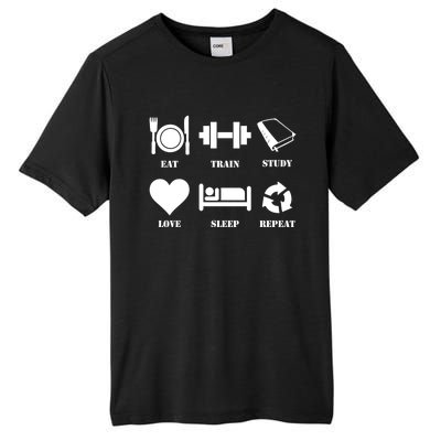 Eat Sleep Study Love Sleep Repeat Great Gift Motivational Gym Meaningful Gift Tall Fusion ChromaSoft Performance T-Shirt