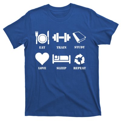 Eat Sleep Study Love Sleep Repeat Great Gift Motivational Gym Meaningful Gift T-Shirt