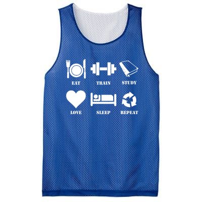 Eat Sleep Study Love Sleep Repeat Great Gift Motivational Gym Meaningful Gift Mesh Reversible Basketball Jersey Tank