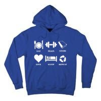 Eat Sleep Study Love Sleep Repeat Great Gift Motivational Gym Meaningful Gift Tall Hoodie