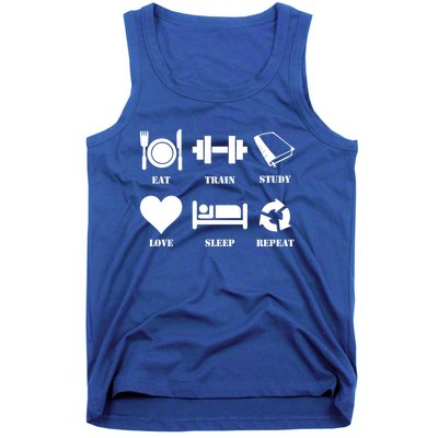 Eat Sleep Study Love Sleep Repeat Great Gift Motivational Gym Meaningful Gift Tank Top