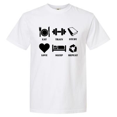 Eat Sleep Study Love Sleep Repeat Great Gift Motivational Gym Meaningful Gift Garment-Dyed Heavyweight T-Shirt