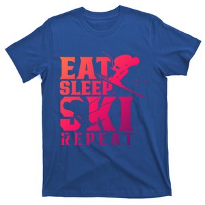 Eat Sleep Ski Repeat Skier Sayings Skiing Slopes Gift T-Shirt