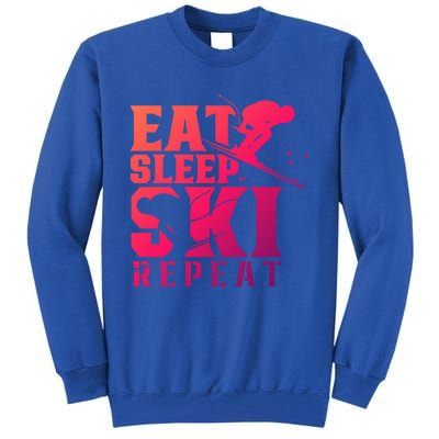 Eat Sleep Ski Repeat Skier Sayings Skiing Slopes Gift Tall Sweatshirt