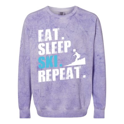 Eat Sleep Ski Repeat Skiing Downhill Piste Ski Resort Funny Cool Gift Colorblast Crewneck Sweatshirt