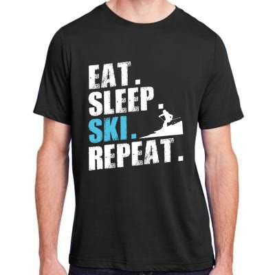 Eat Sleep Ski Repeat Skiing Downhill Piste Ski Resort Funny Cool Gift Adult ChromaSoft Performance T-Shirt