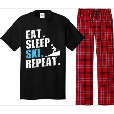 Eat Sleep Ski Repeat Skiing Downhill Piste Ski Resort Funny Cool Gift Pajama Set