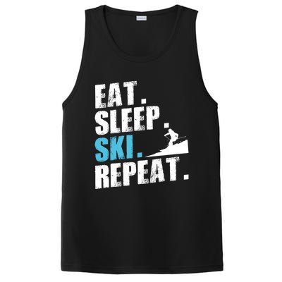 Eat Sleep Ski Repeat Skiing Downhill Piste Ski Resort Funny Cool Gift PosiCharge Competitor Tank