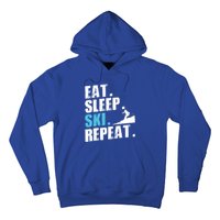 Eat Sleep Ski Repeat Skiing Downhill Piste Ski Resort Funny Cool Gift Hoodie