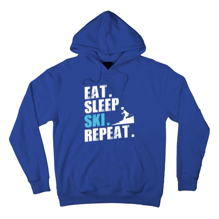 Eat Sleep Ski Repeat Skiing Downhill Piste Ski Resort Funny Cool Gift Hoodie