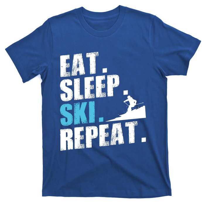 Eat Sleep Ski Repeat Skiing Downhill Piste Ski Resort Funny Cool Gift T-Shirt