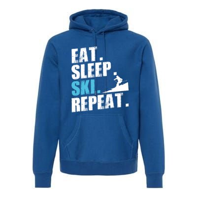 Eat Sleep Ski Repeat Skiing Downhill Piste Ski Resort Funny Cool Gift Premium Hoodie