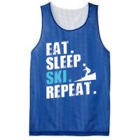 Eat Sleep Ski Repeat Skiing Downhill Piste Ski Resort Funny Cool Gift Mesh Reversible Basketball Jersey Tank