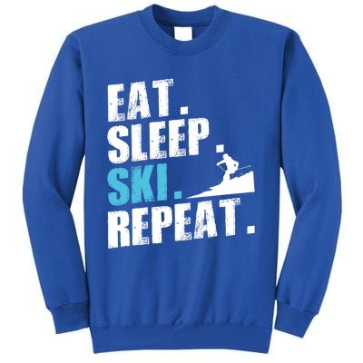 Eat Sleep Ski Repeat Skiing Downhill Piste Ski Resort Funny Cool Gift Tall Sweatshirt