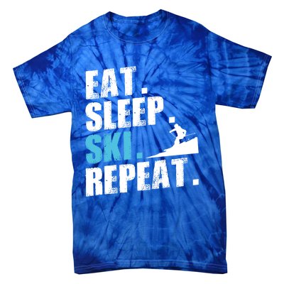 Eat Sleep Ski Repeat Skiing Downhill Piste Ski Resort Funny Cool Gift Tie-Dye T-Shirt