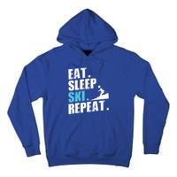 Eat Sleep Ski Repeat Skiing Downhill Piste Ski Resort Funny Cool Gift Tall Hoodie