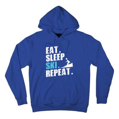 Eat Sleep Ski Repeat Skiing Downhill Piste Ski Resort Funny Cool Gift Tall Hoodie