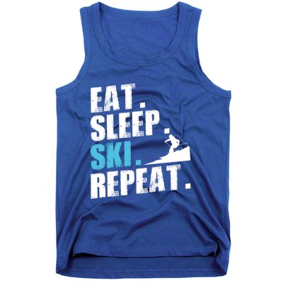 Eat Sleep Ski Repeat Skiing Downhill Piste Ski Resort Funny Cool Gift Tank Top