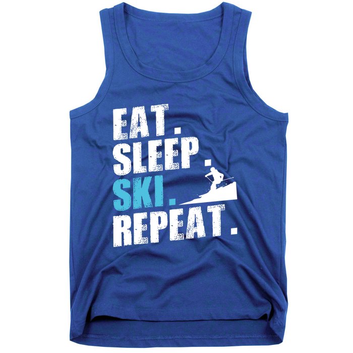 Eat Sleep Ski Repeat Skiing Downhill Piste Ski Resort Funny Cool Gift Tank Top