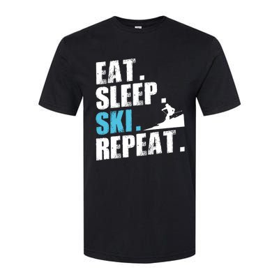 Eat Sleep Ski Repeat Skiing Downhill Piste Ski Resort Funny Cool Gift Softstyle CVC T-Shirt