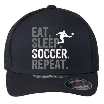 Eat Sleep Soccer Repeat - Soccer Graphic Flexfit Unipanel Trucker Cap