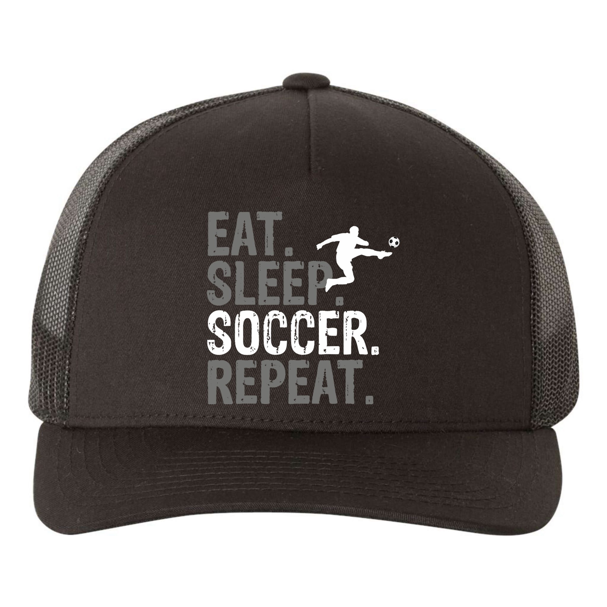 Eat Sleep Soccer Repeat - Soccer Graphic Yupoong Adult 5-Panel Trucker Hat