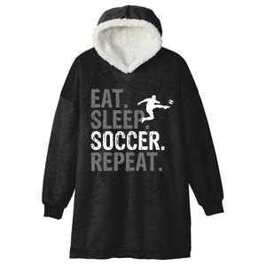 Eat Sleep Soccer Repeat - Soccer Graphic Hooded Wearable Blanket