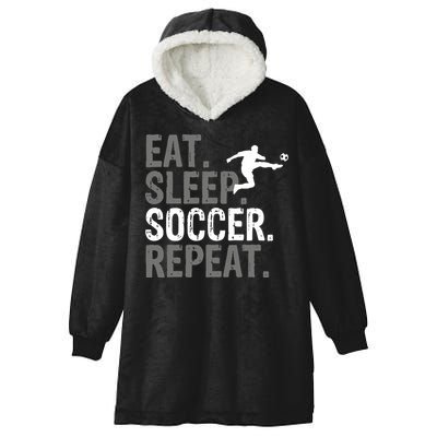 Eat Sleep Soccer Repeat - Soccer Graphic Hooded Wearable Blanket