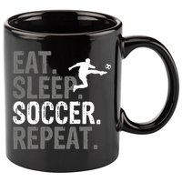 Eat Sleep Soccer Repeat - Soccer Graphic 11oz C Handle Ceramic Mug