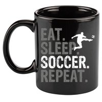 Eat Sleep Soccer Repeat - Soccer Graphic 11oz C Handle Ceramic Mug