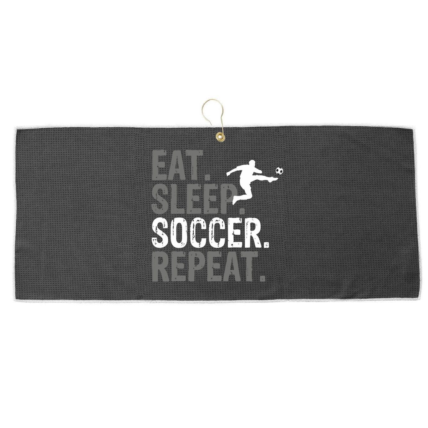 Eat Sleep Soccer Repeat - Soccer Graphic Large Microfiber Waffle Golf Towel
